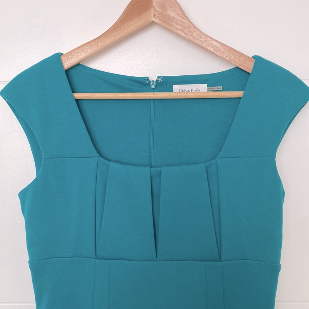 Calvin Klein Sleeveless Sheath Dress, teal, size 4